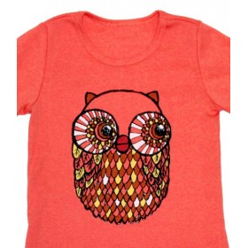 4a t-shirt fille corail avec hibou misha lulu