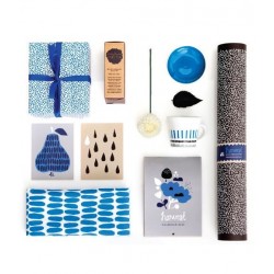 Darling Clementine - Harvest Gift Wrap Blue Dots