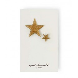 April Showers by Podler - Set oh 2 Glittery gold Star Pins