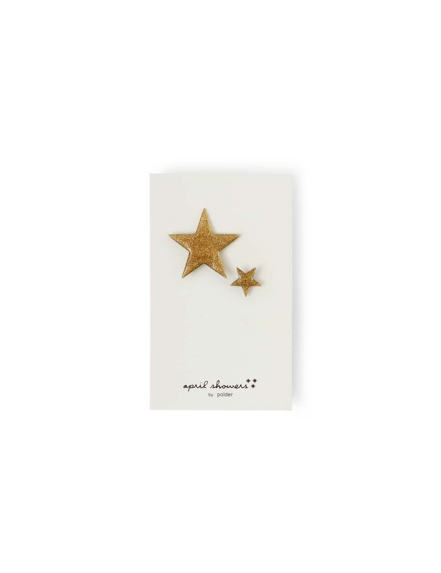 April Showers by Podler - Set oh 2 Glittery gold Star Pins