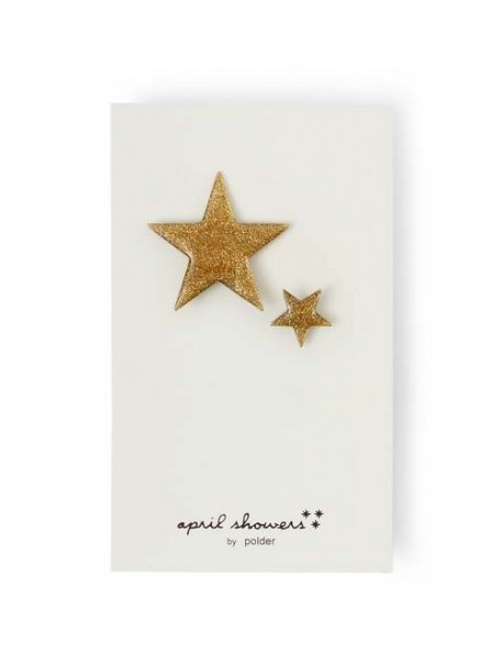 April Showers by Podler - Set oh 2 Glittery gold Star Pins