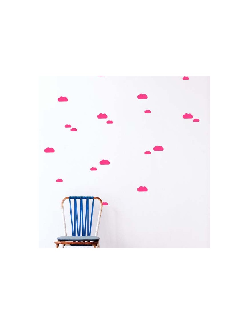 FERM LIVING - Planche de Stickers Mini Nuages - fluo rose